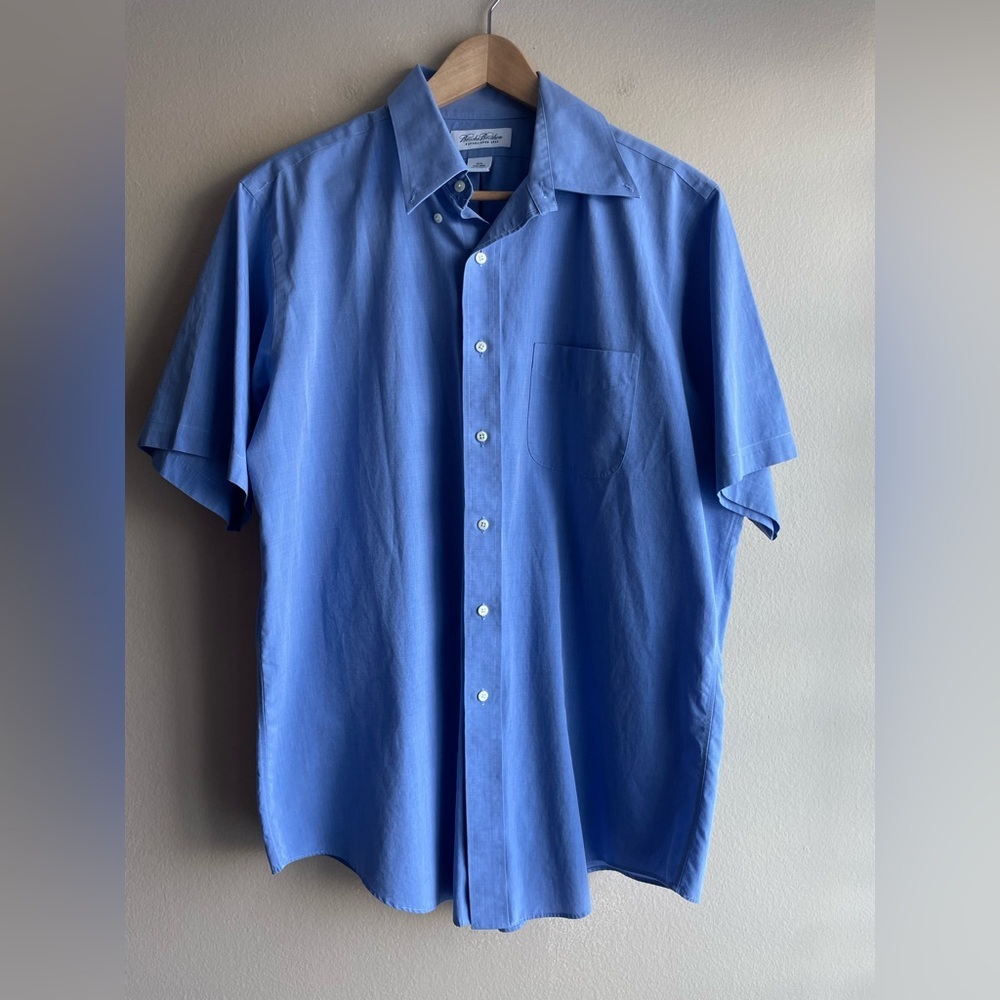 Brooks Brothers Men Non Iron Blue Button Up Shirt Size 16.5
